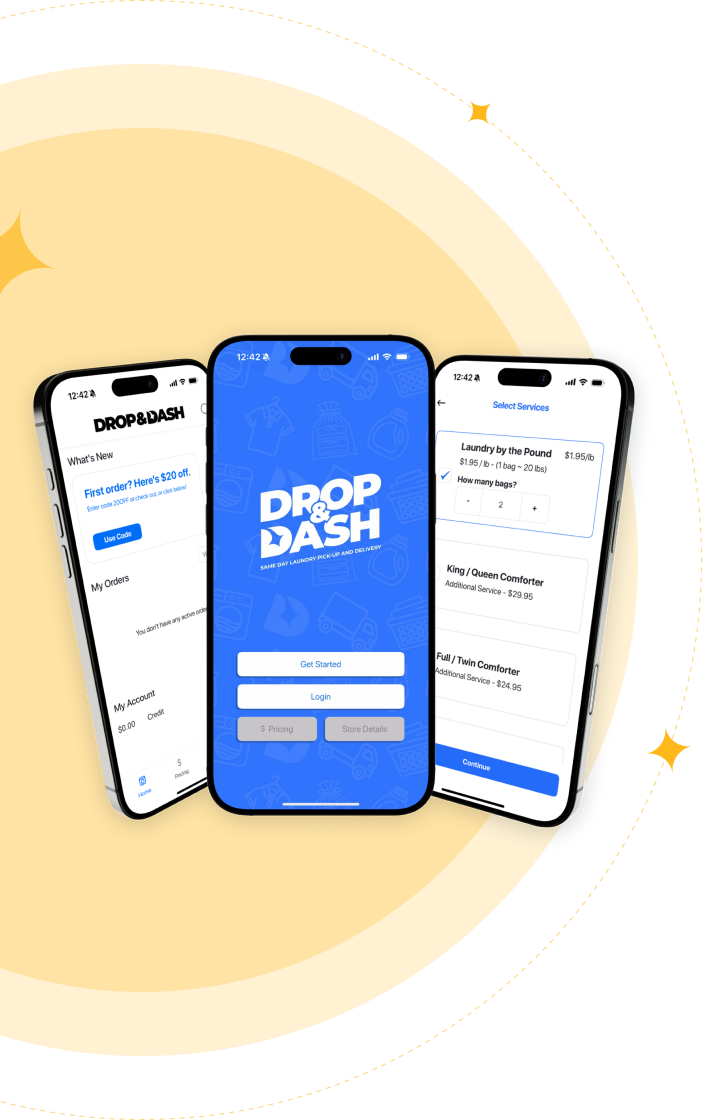 DropDash app displays laundry services and offers.